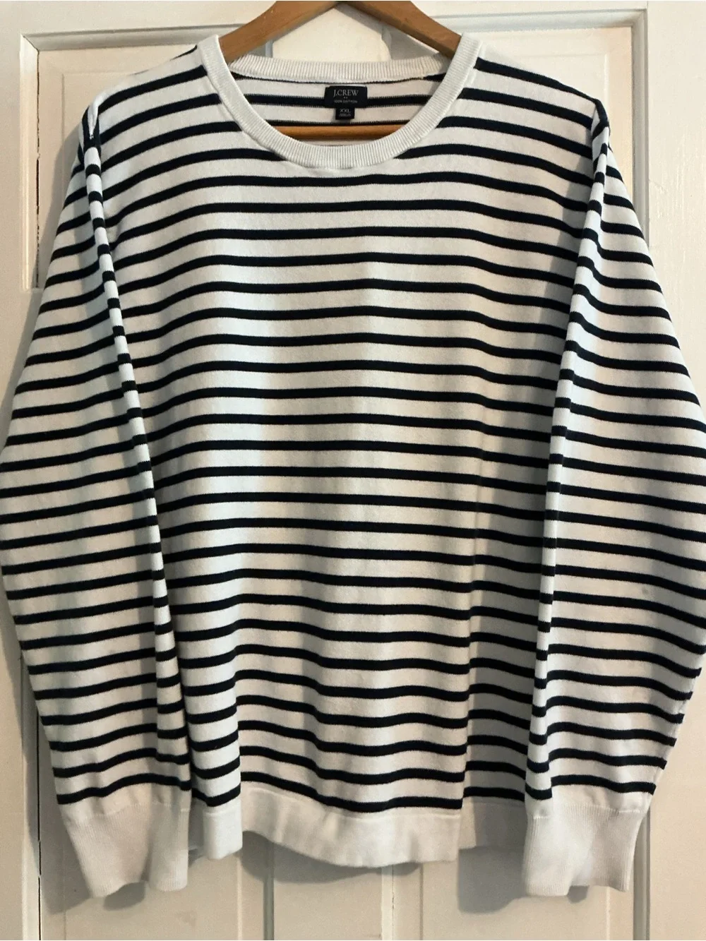 JCrew Men's Crewneck Black & White Striped Sweater XXL